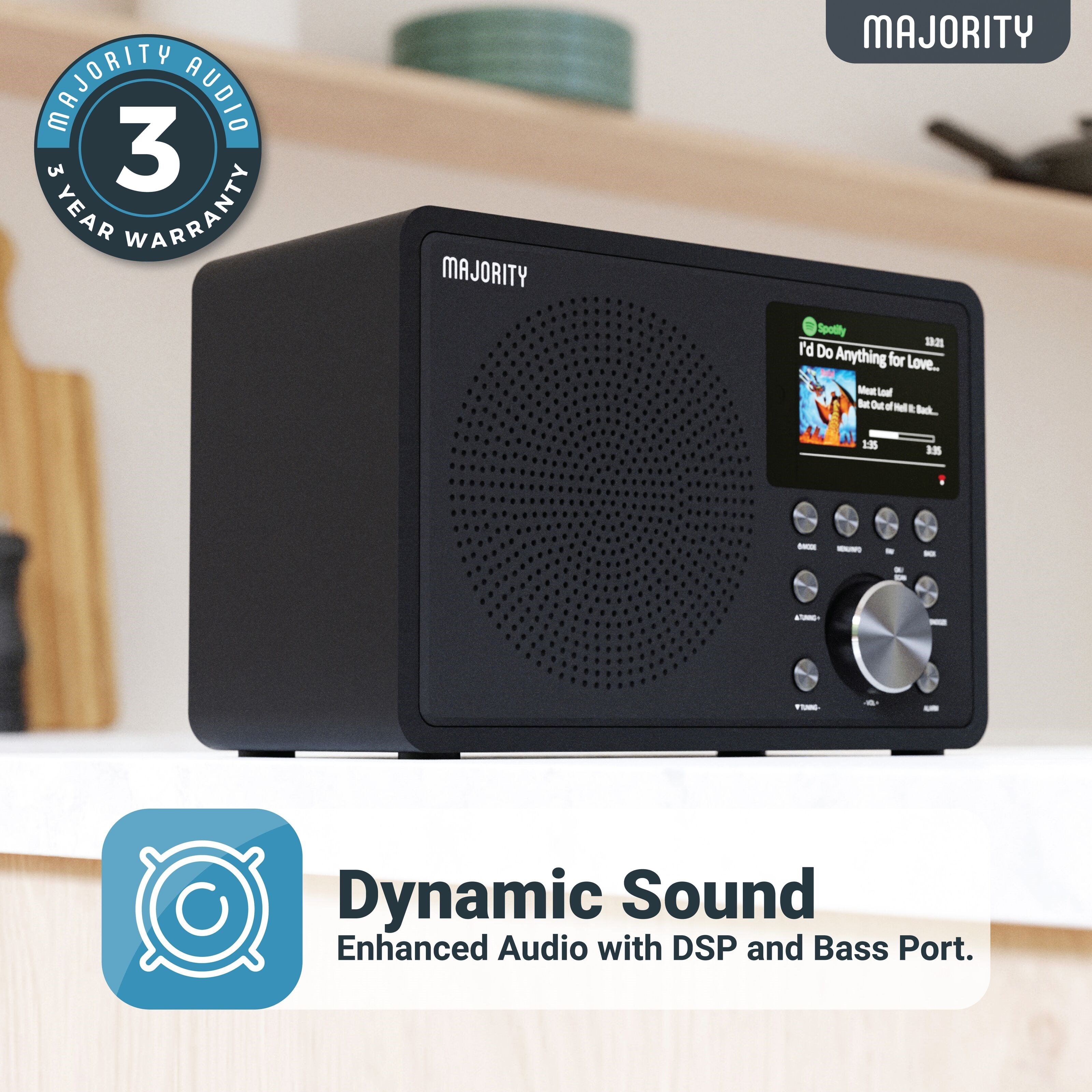 Majority Touro Internet Radio med Wi-Fi og AM/FM