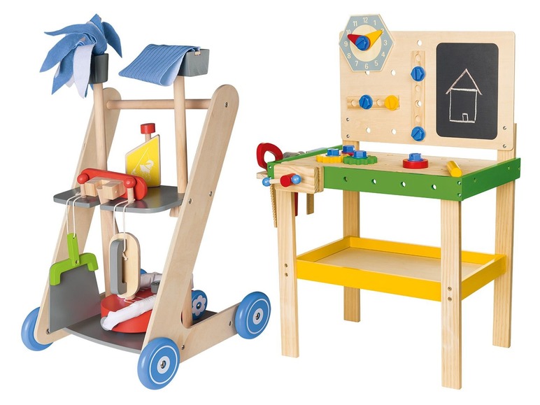 Houten werkbank of schoonmaakwagen