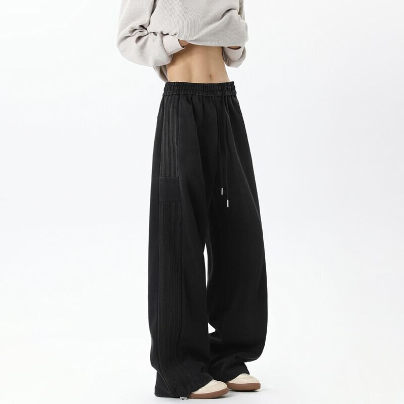Kimeya - Hoge taille effen wijde joggingbroek