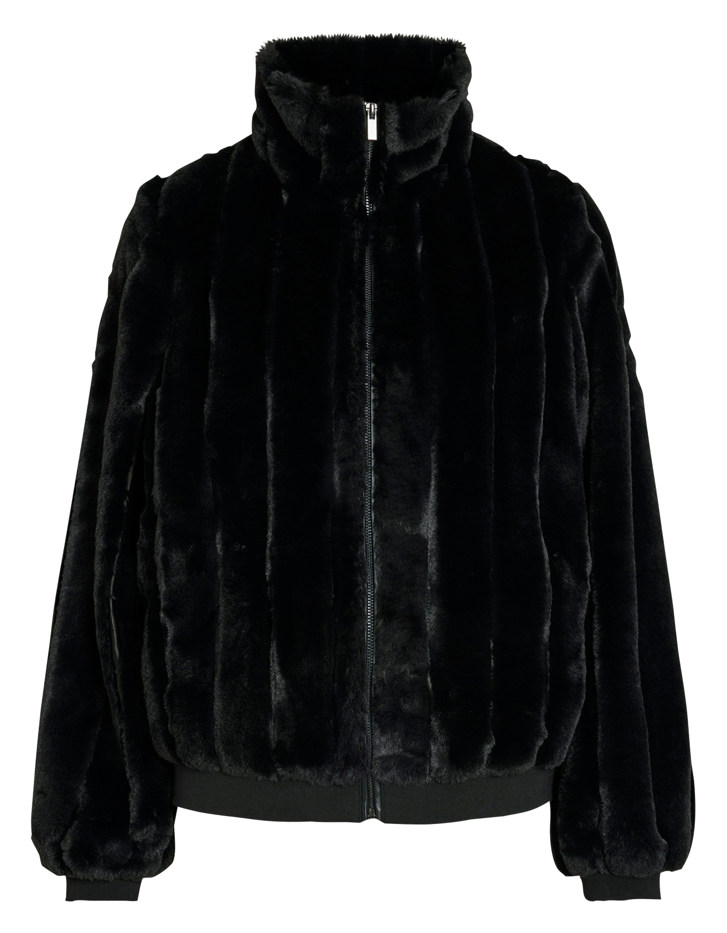 EMBRA - Blouson droit en fourrure synthétique | Noir