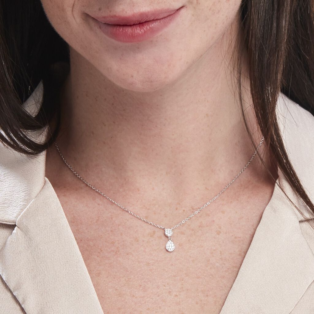 Collier Aletha Argent Blanc Oxyde De Zirconium