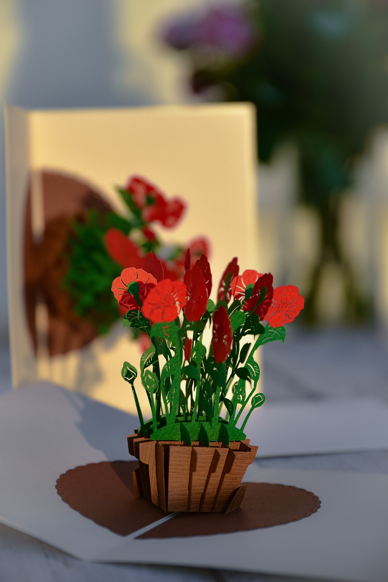 Pop-Up Karte 'Mohnblume', rot, L 18 cm, B 13 cm günstig bestellen
