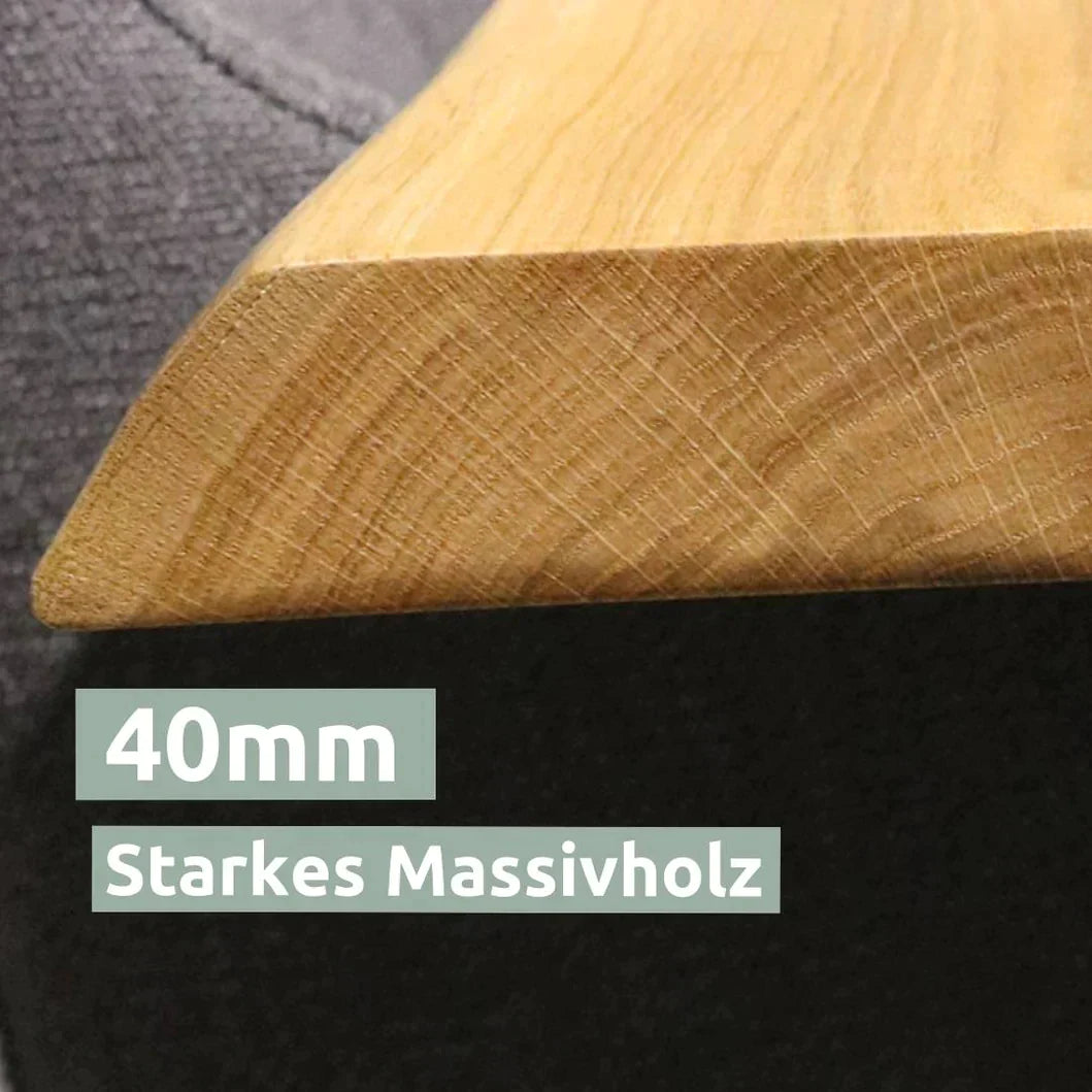 holz4home® Tischplatte 160cm x 80cm mit Baumkante aus massiver Eiche