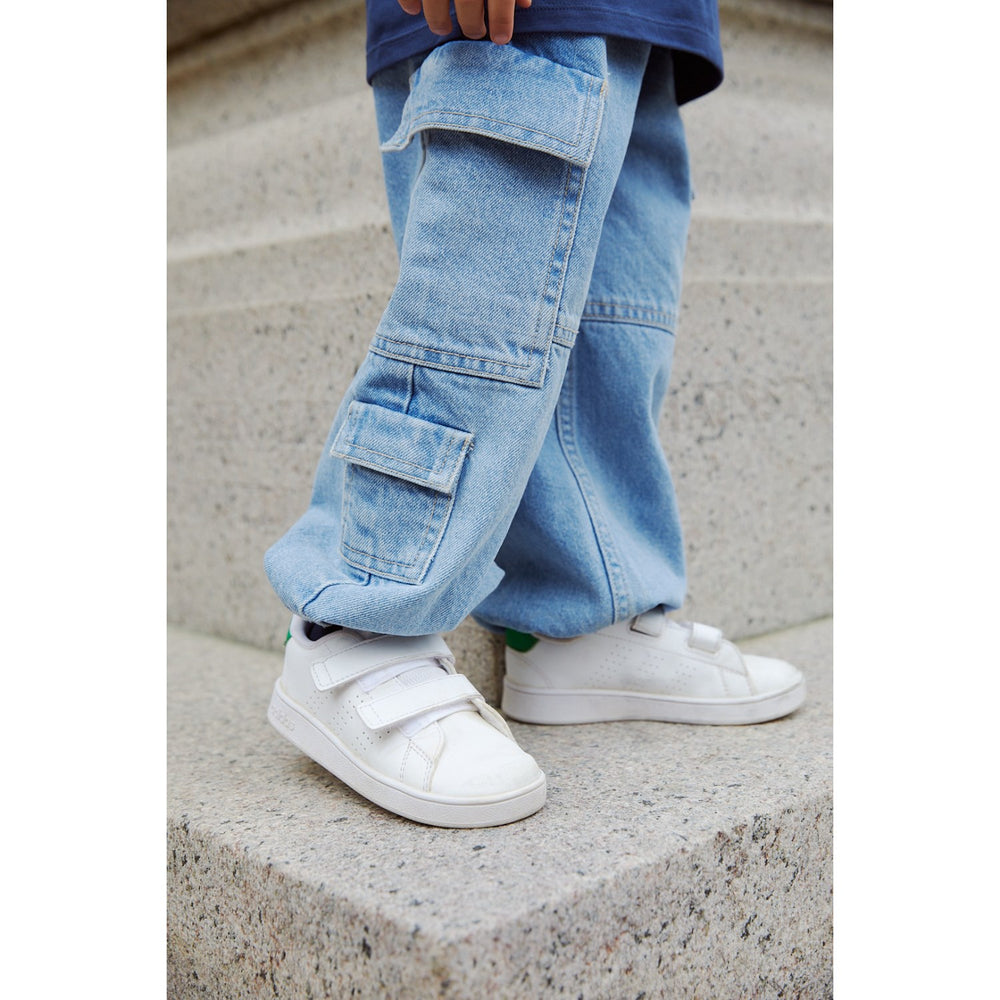Køb COPENHAGEN COLORS Lt Blue Indigo Washed Organic Cargo Denim Bukser