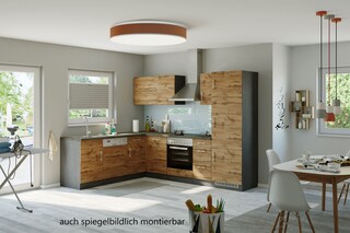 Winkelzeile ODENSE 210 x 270 cm Graphit/ Wotan-Eiche Dekor
