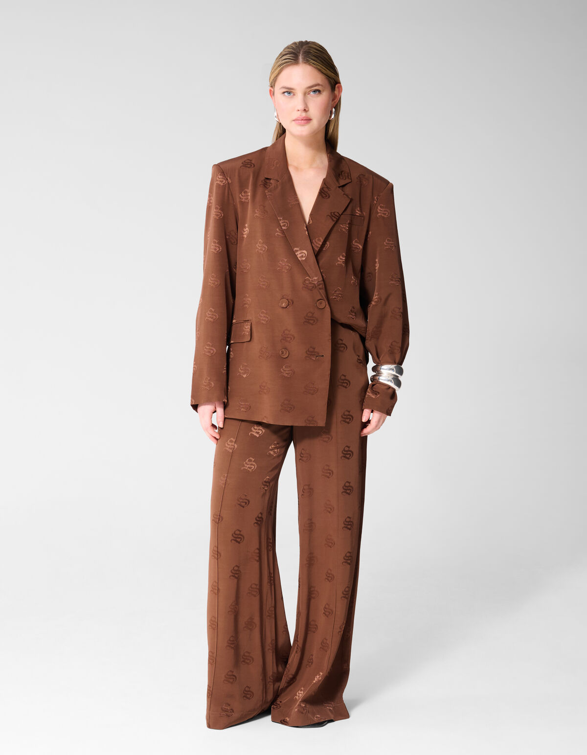 Jacquard Blazer Bruin