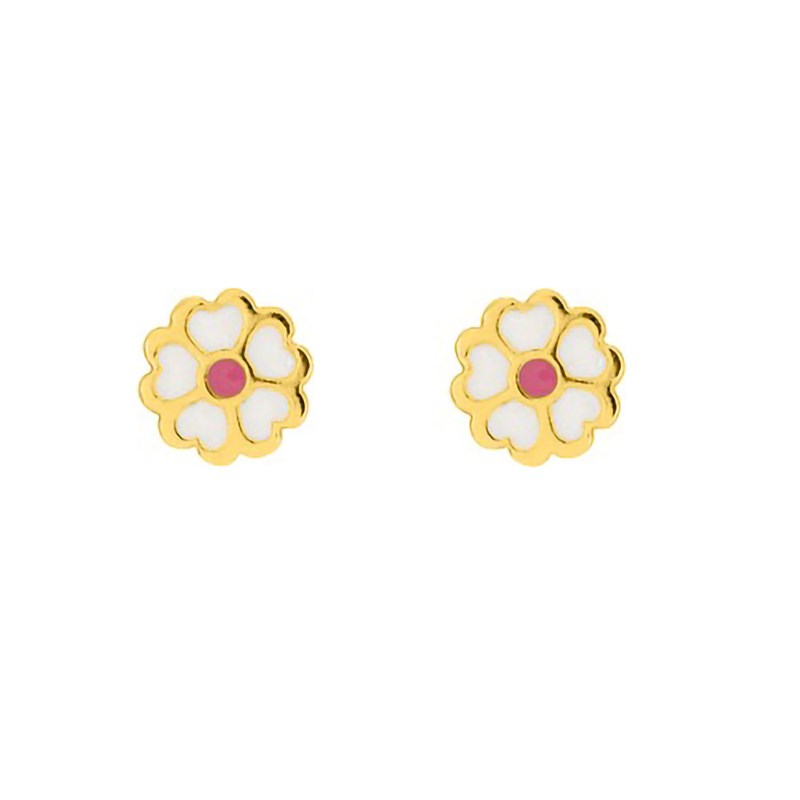 Boucles d'oreilles enfant - Or 18 Carats - Fleurs