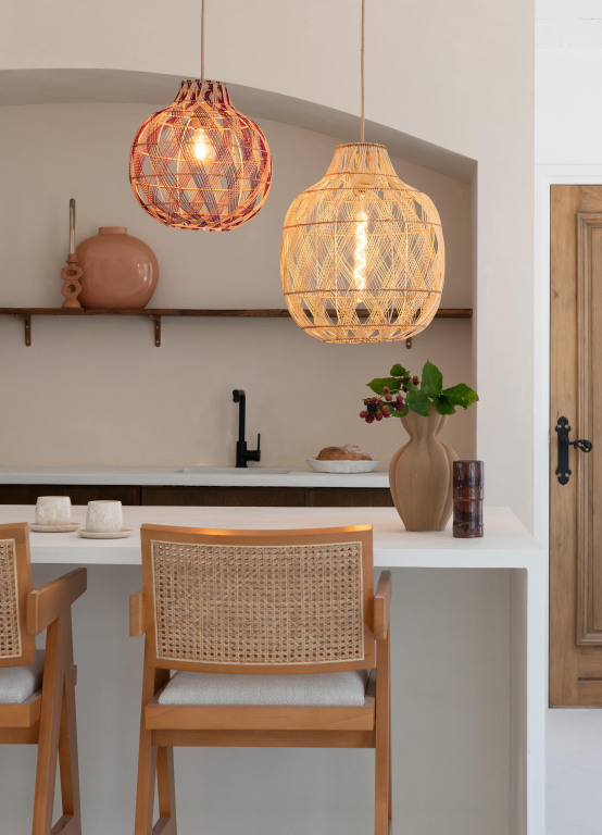 Good&Mojo Mendoza hanglamp Ø35 naturel/burgundy