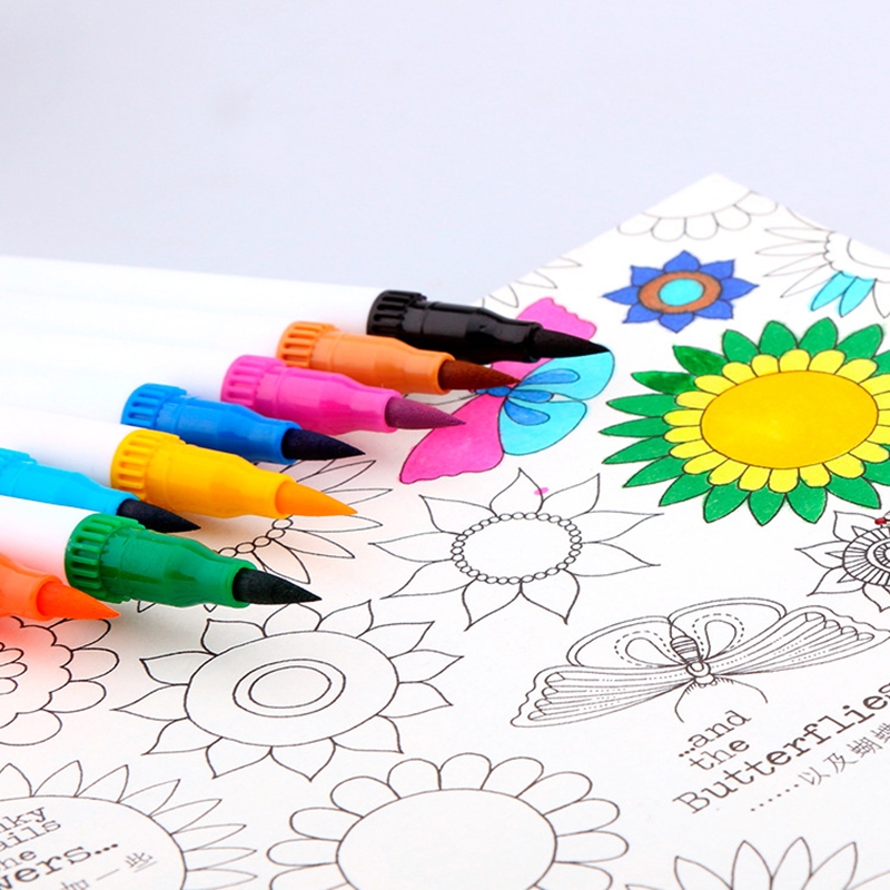 (24er Set) Doppelspitz Mal Filzstifte Dual Brush Pen Fineliner Künstler Stifte