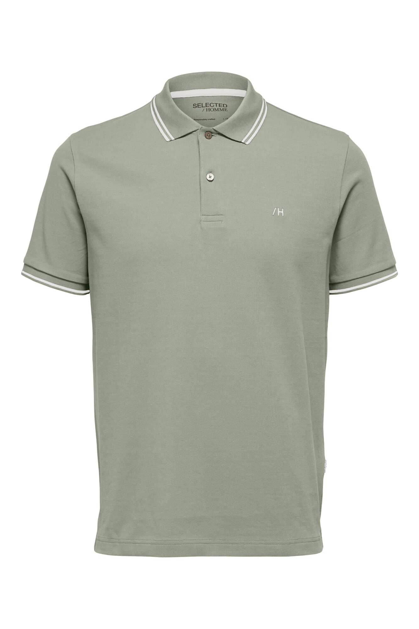 Camisa polo de algodão orgânico com logotipo bordado - Cáqui