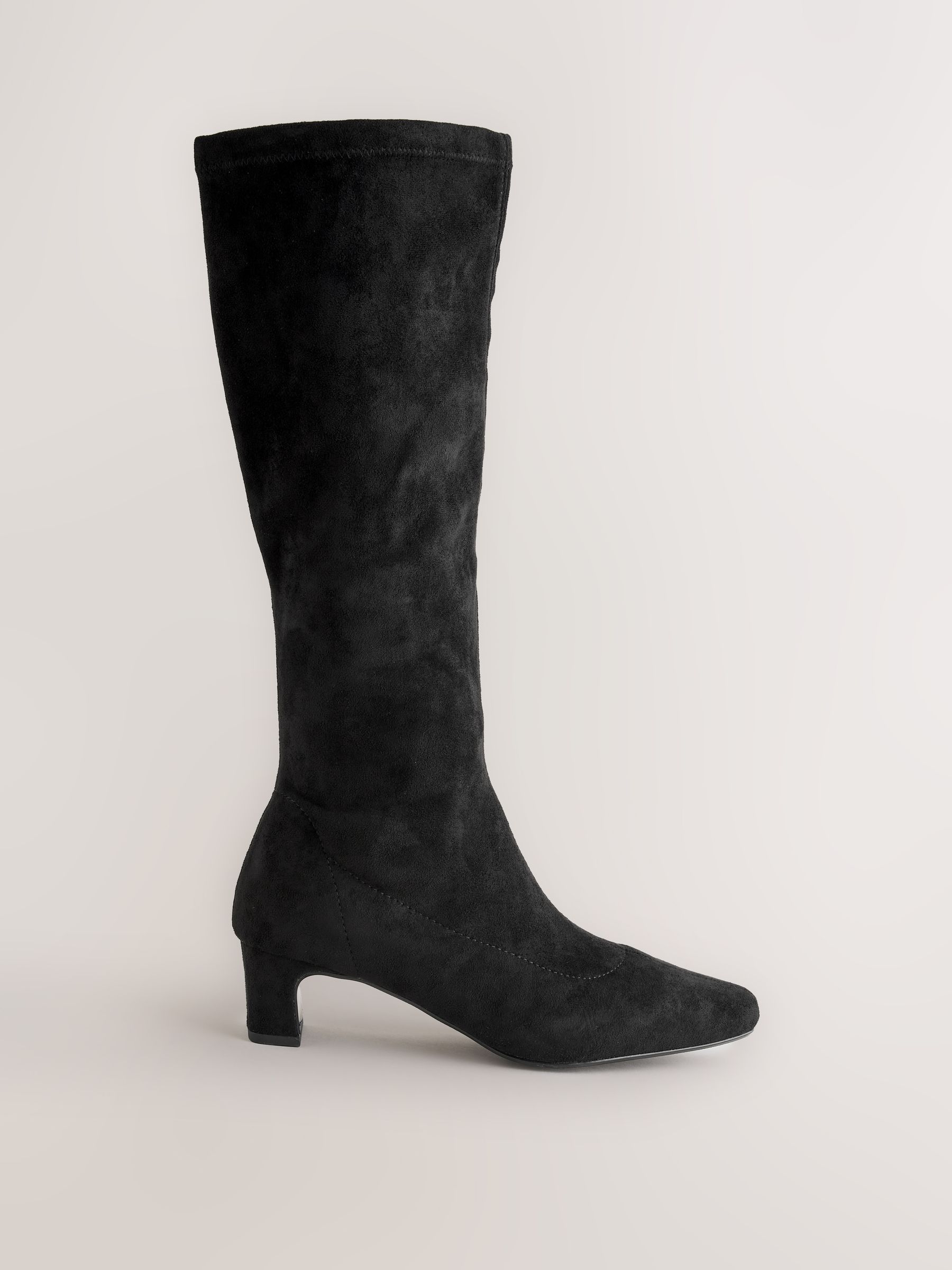 Zwart - Forever Comfort® kniehoge soklaarzen met afgeronde spitse neus