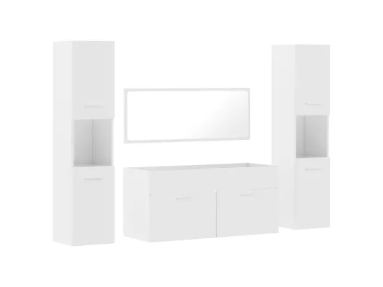 Ensemble de meubles de salle de bain 4 pcs blanc brillant