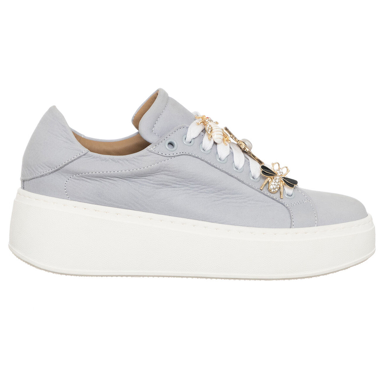 Loretta Pettinari Sneakers en Cuir Lava violet pâle/blanc - Plateforme 5 cm