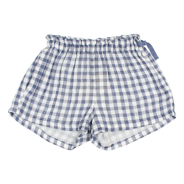 Búho Short Vichy Mousseline | Bleu
