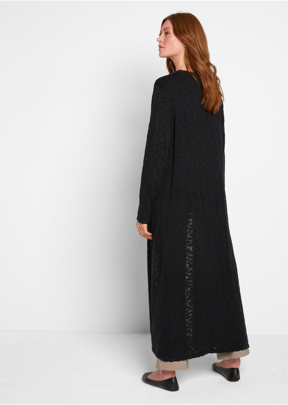 Manteau long en maille, manches longues