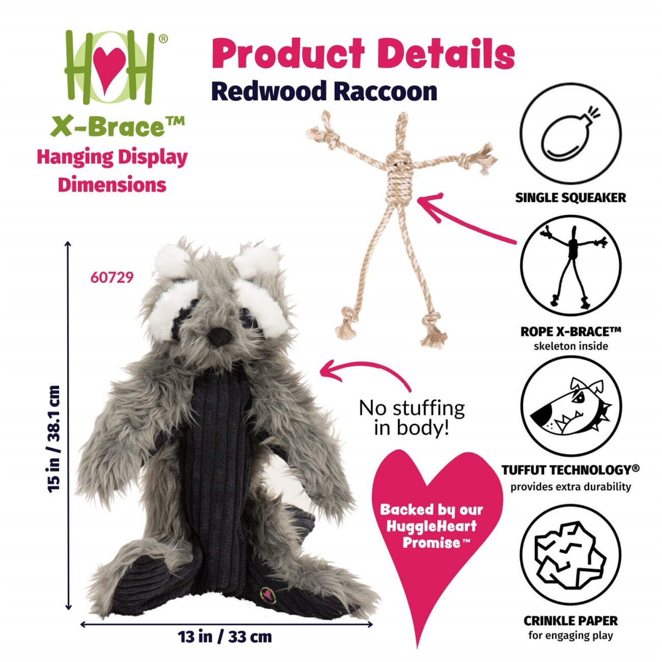 HuggleHounds X-Brace Redwood Raccoon