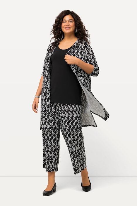 Jerseyjacke, Ringmuster, A-Linie, V-Ausschnitt