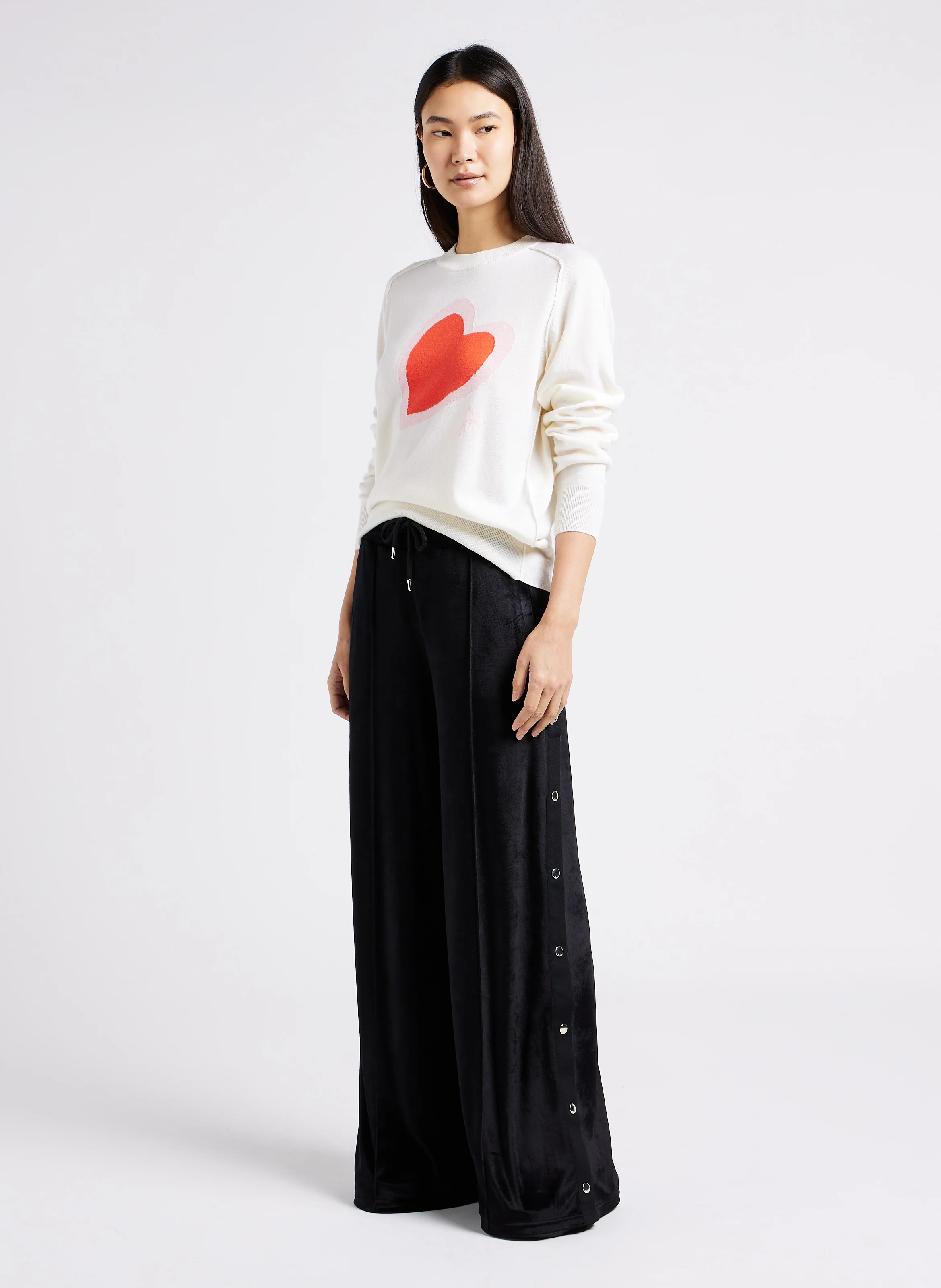 Pantalon large taille haute | Noir