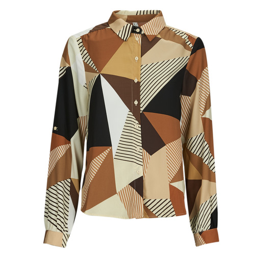 Only - ONLSIMONE LIFE L/S PLISSE SHIRT PTM - Marron