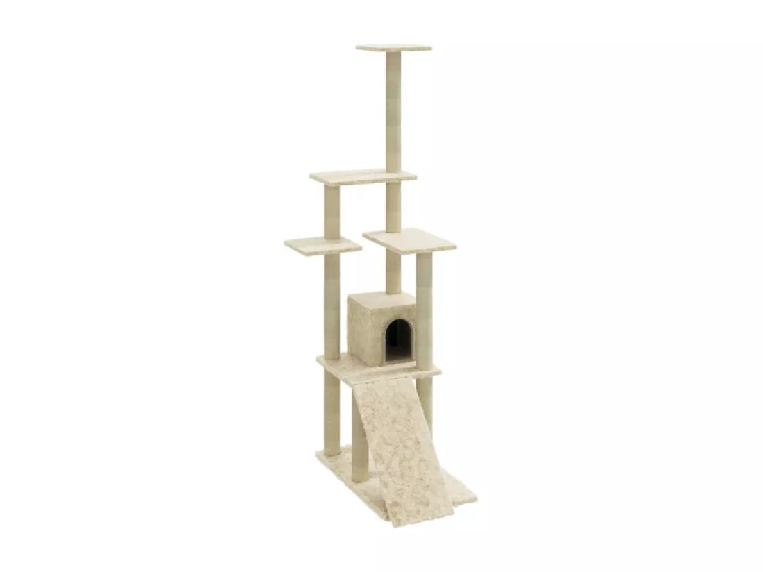 Arbre à chat avec griffoirs en sisal Crème 155 cm