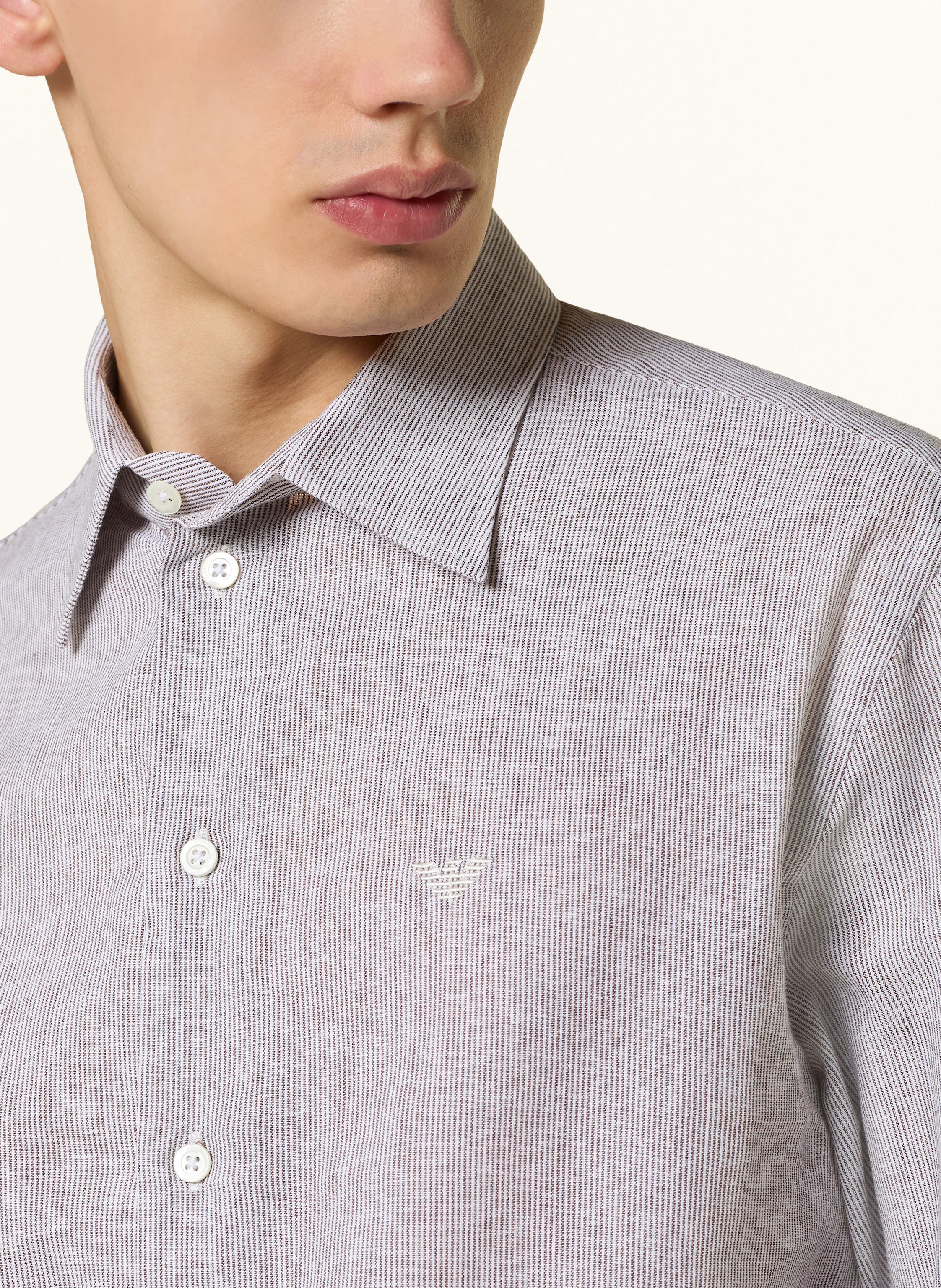 EMPORIO ARMANI Hemd Slim Fit mit Leinen