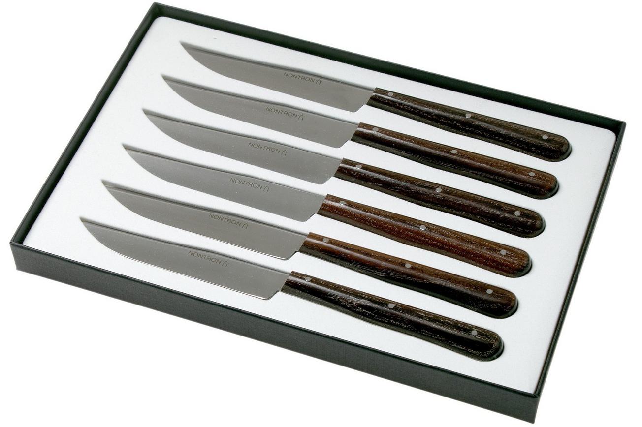 Nontron Traditional 6-delige steakmesset essenhout, T6OFFRD
