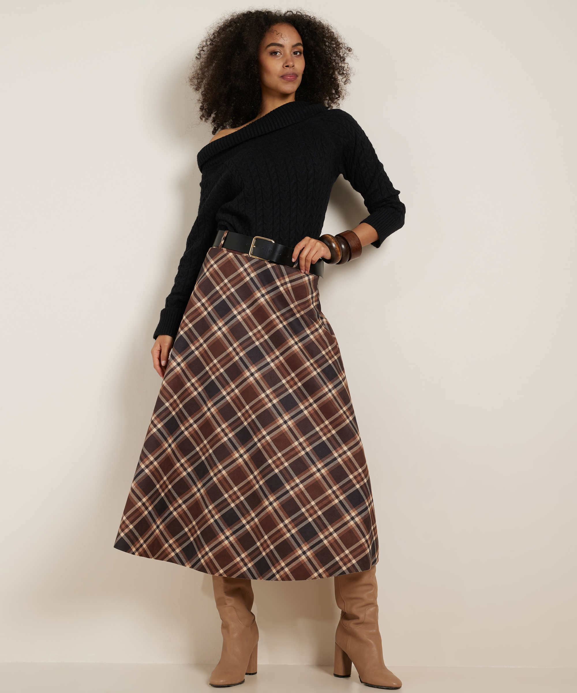 midi rok dessin met riem