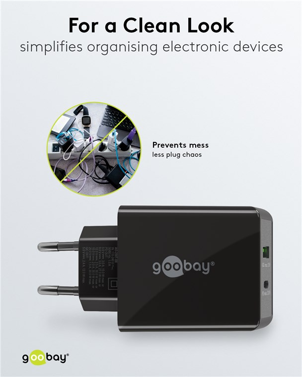 (2er Set) 30W USB A / USB C Ladegerät Netzteil PD / QC   1m USB C auf USB C Ladekabel (79644) - Schwarz / Weiss