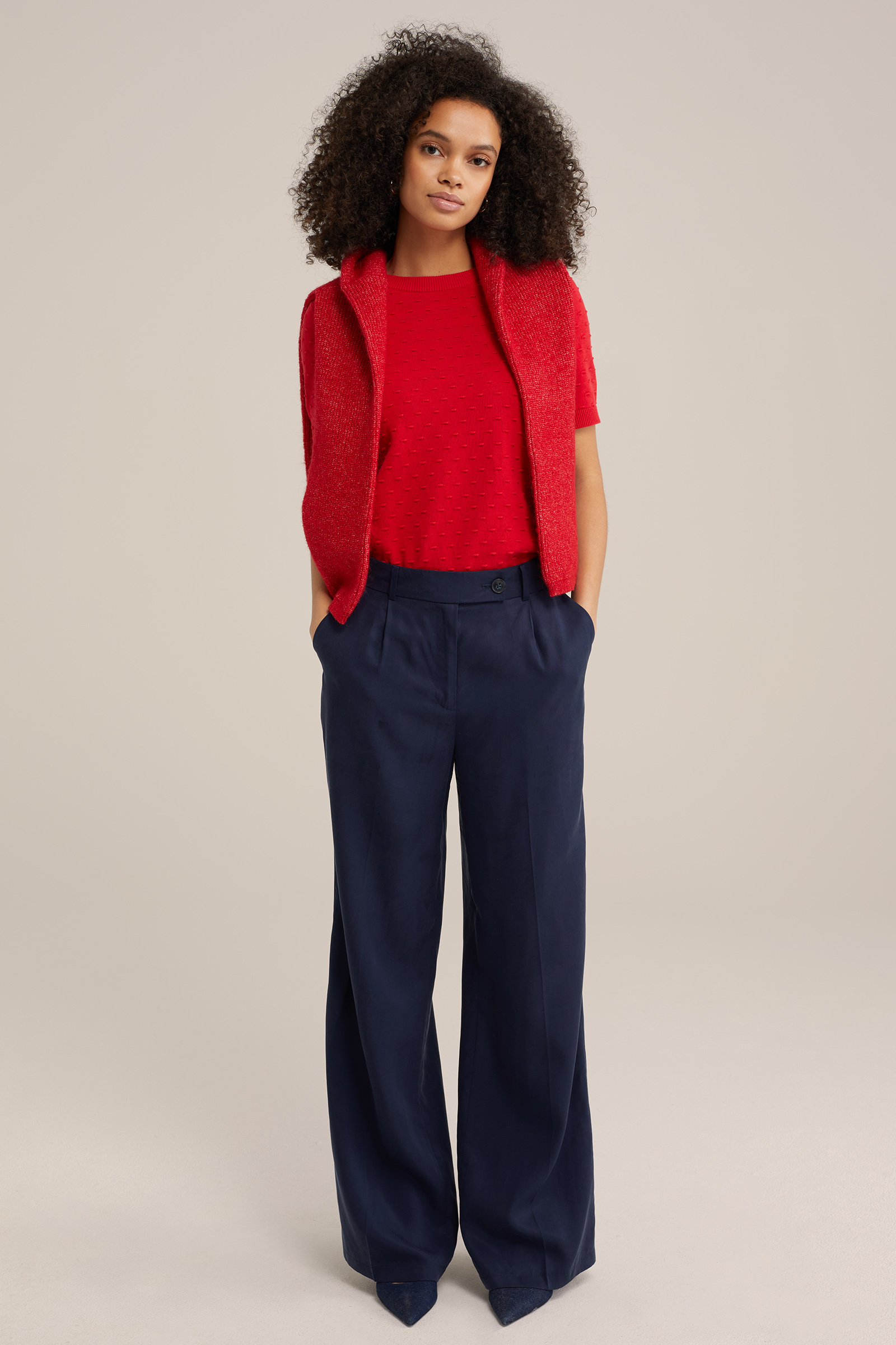 trui met structuur WE Fashion Donkerrood