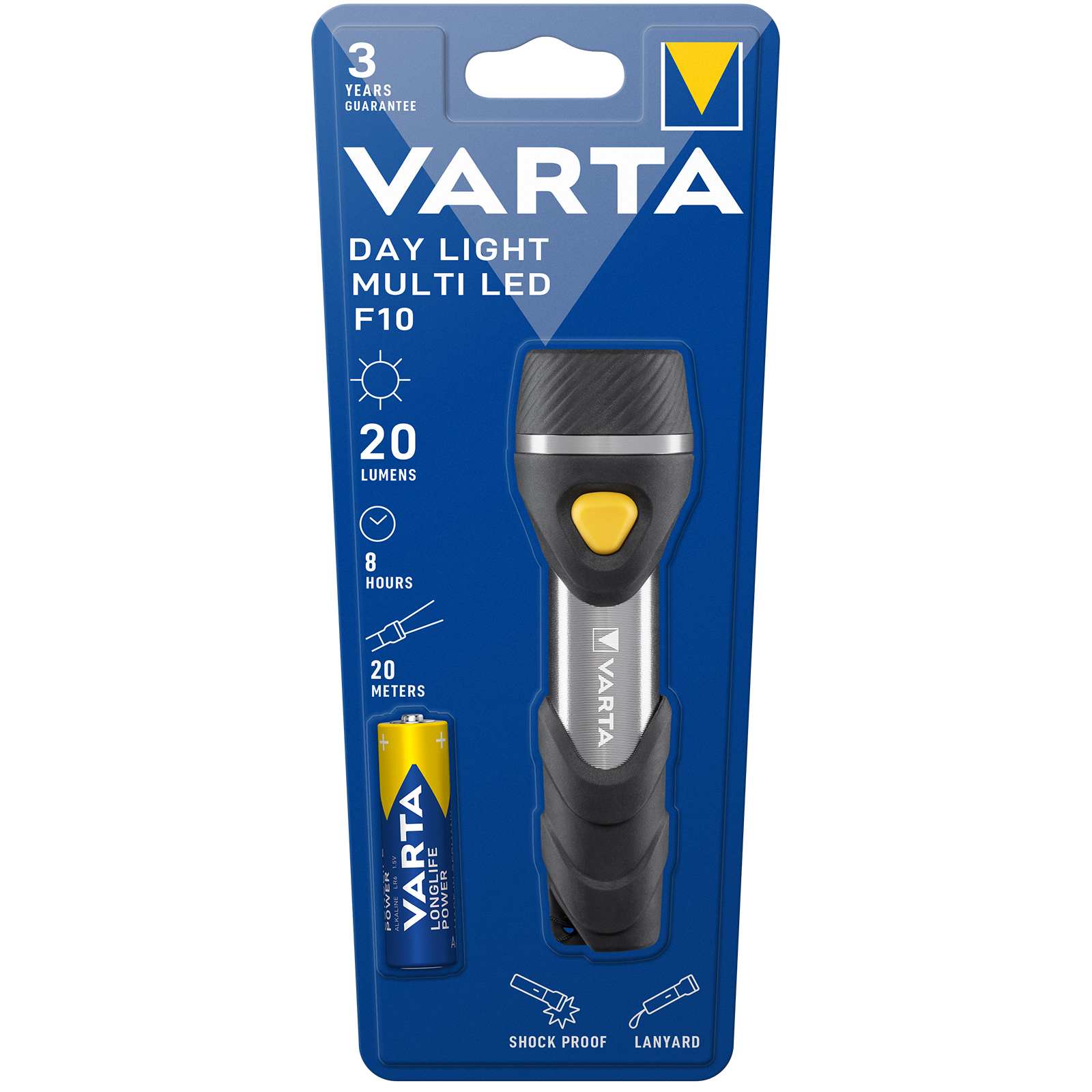 VARTA LED-Taschenlampe DAY LIGHT MULTI F10 - schwarz-alufarben