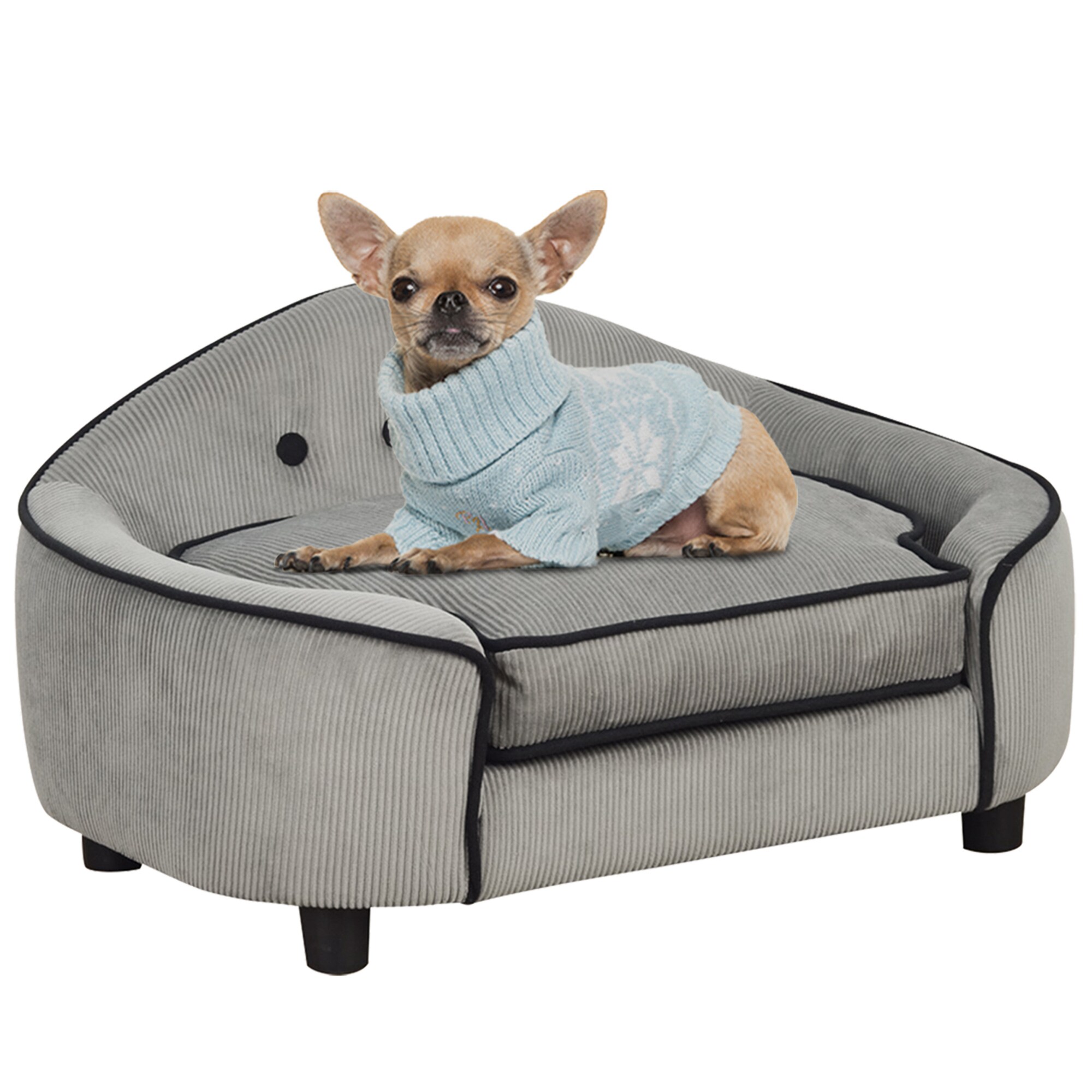 PawHut Hundesofa grau 66,5 x 45 x 35,5 cm (BxTxH)