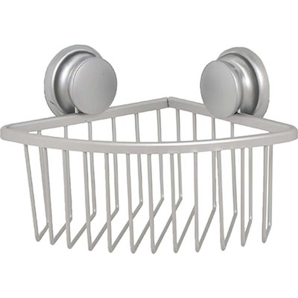 ETAGERE D ANGLE FIL ALUMINIUM SUR VENTOUSES CHROME