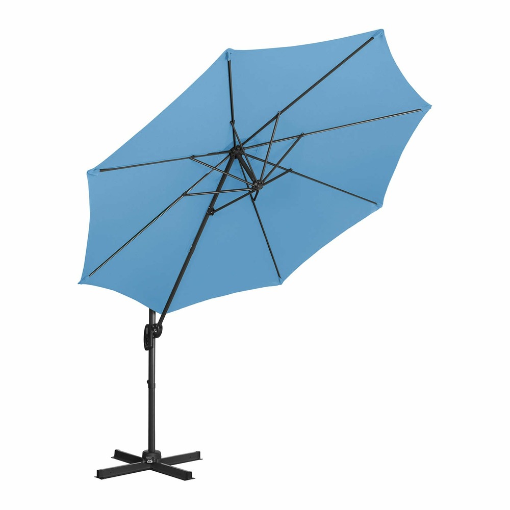 Parasol déporté rond diamètre 300 cm inclinable et pivotant bleu