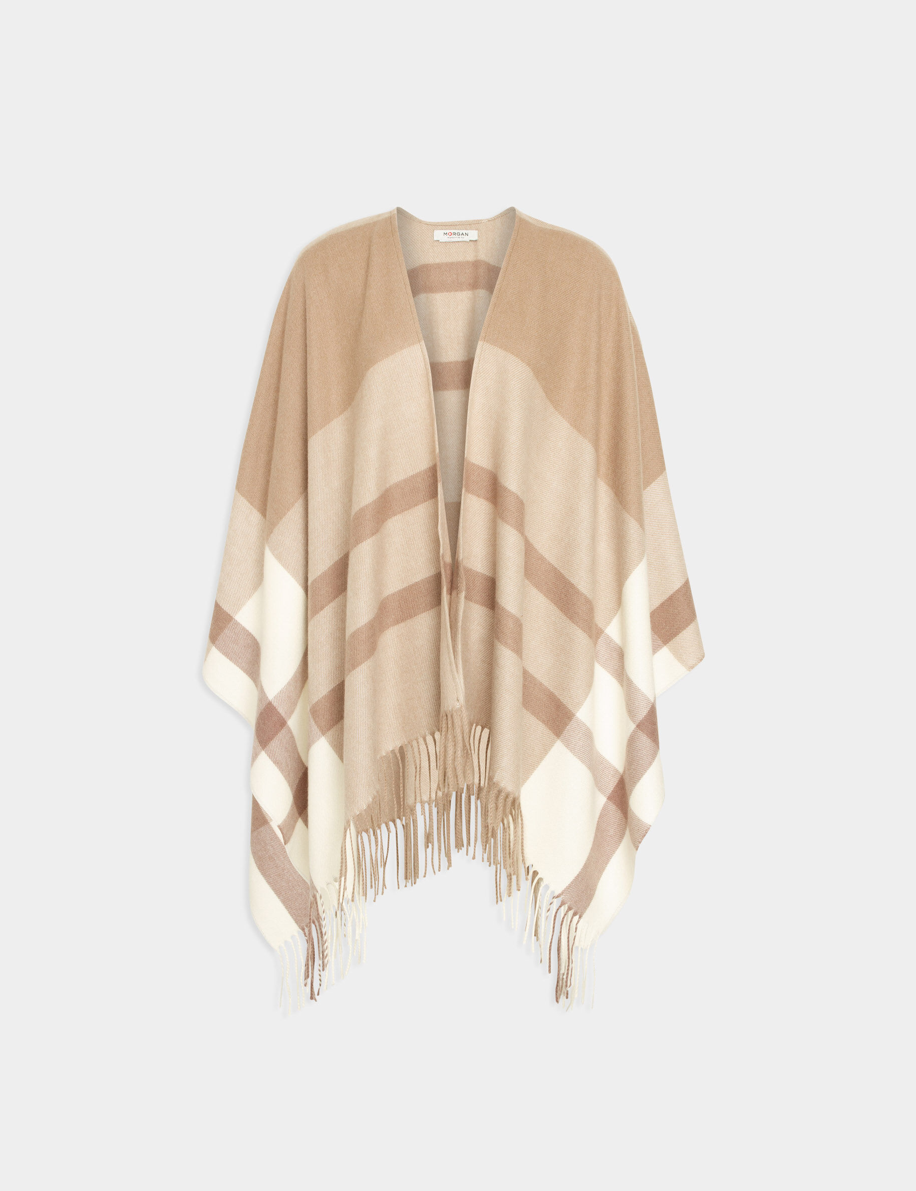Poncho à rayures beige femme - beige