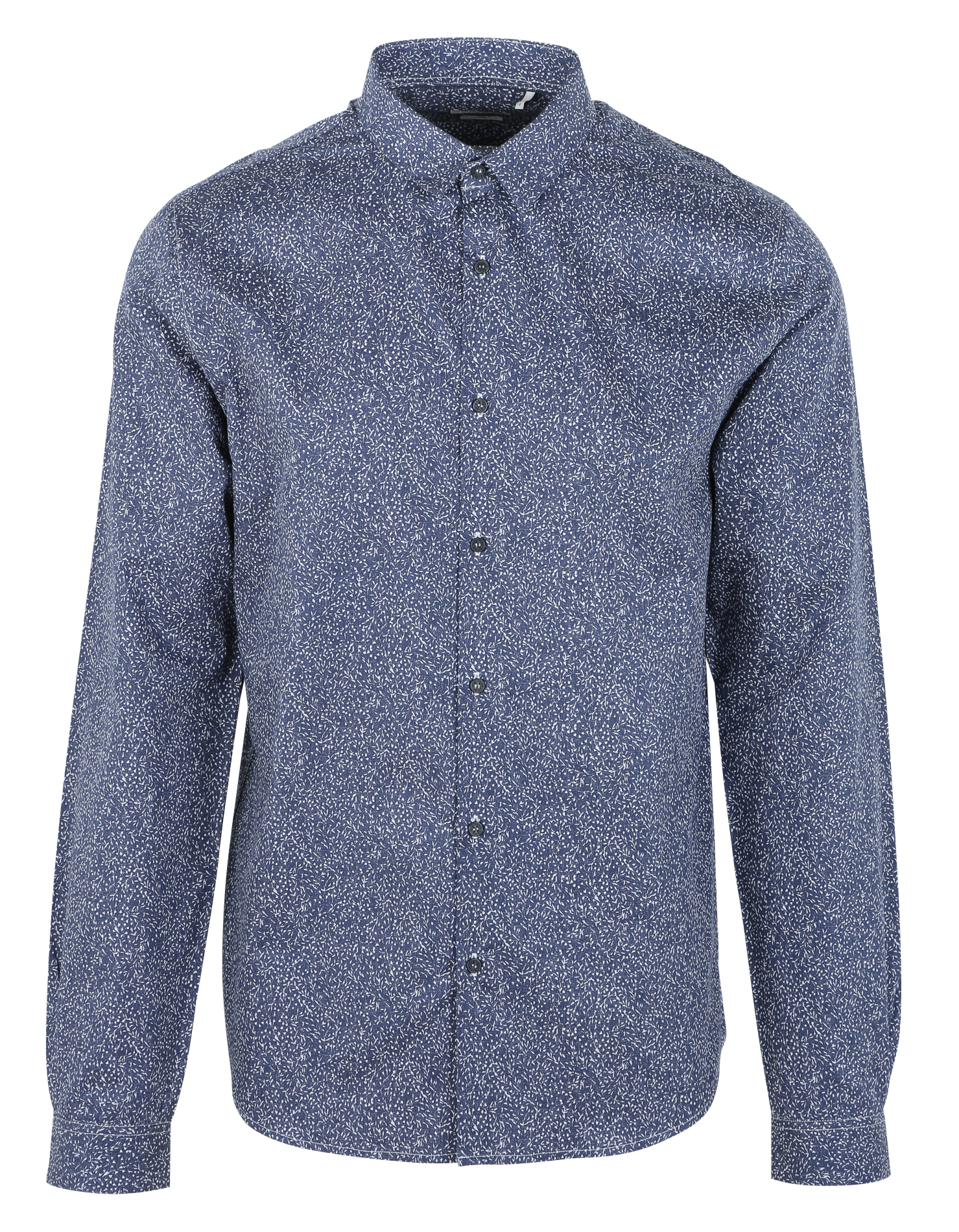 Chemise slim-fit en coton imprimée | Bleu