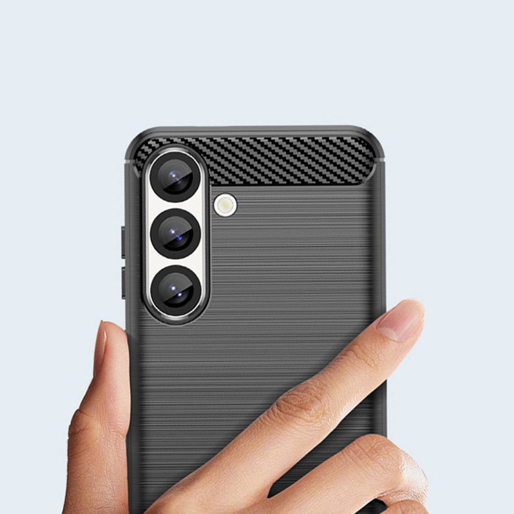 Samsung Galaxy S25 Gummi Case Schutzhülle Carbon Look - Dunkelblau