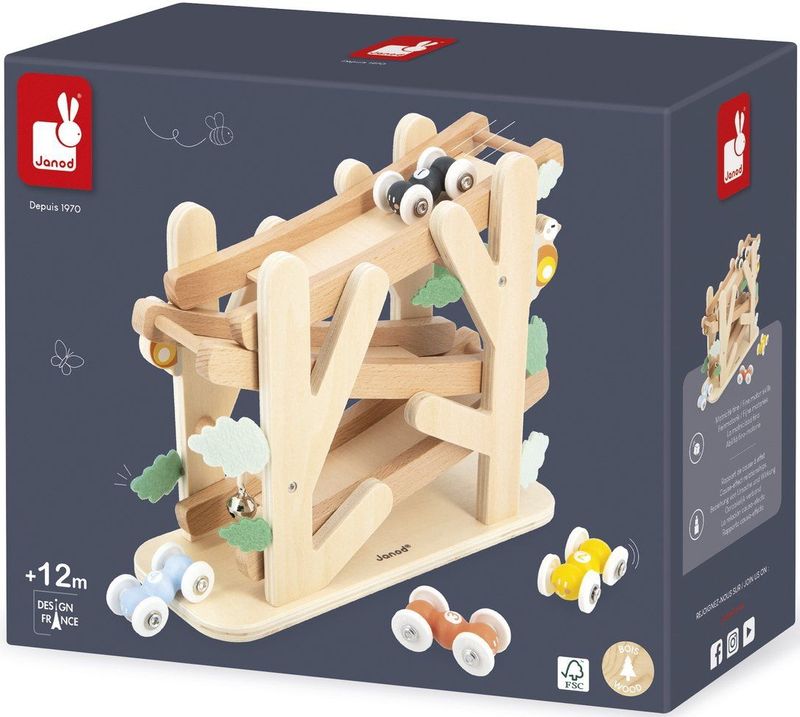 Mierenrace - Houten Afdaaltoestel - Multikleur - Voor Baby's vanaf 12 Maanden