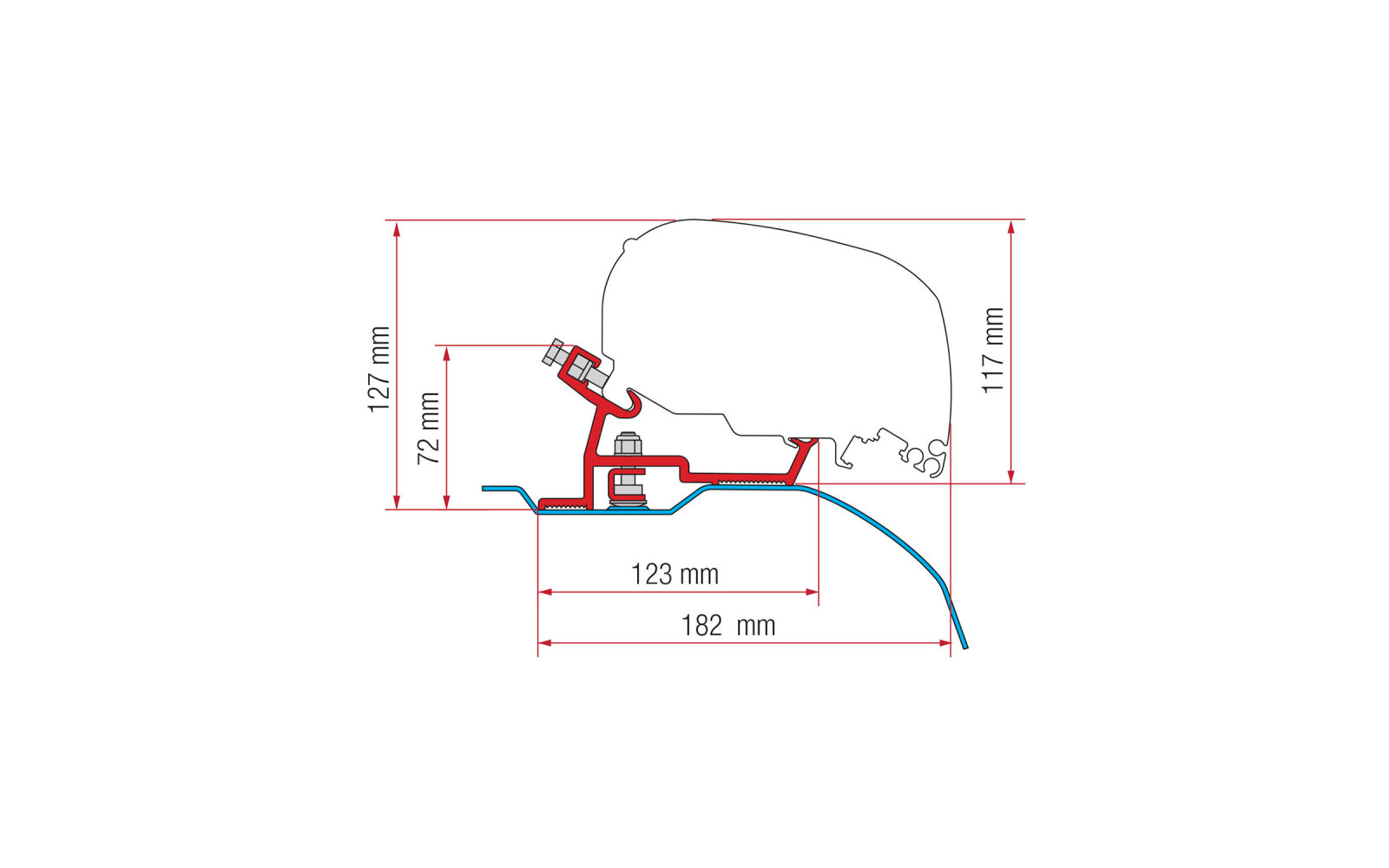 Fiamma Kit Fiat Ducato / Citroën Jumper / Peugeot Boxer - H2 L2/L3 ab 2006 Markisenadapter für Fiamma F80/F65 schwarz