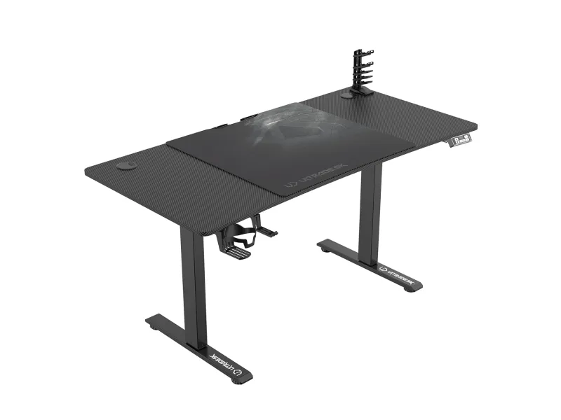 Ultradesk ULTRADESK gaming desk LEVEL V2, 140x68cm, 72-117cm, elektrisk justerbar, med XXL-musemåtte, hovedtelefon- og drikkeholder