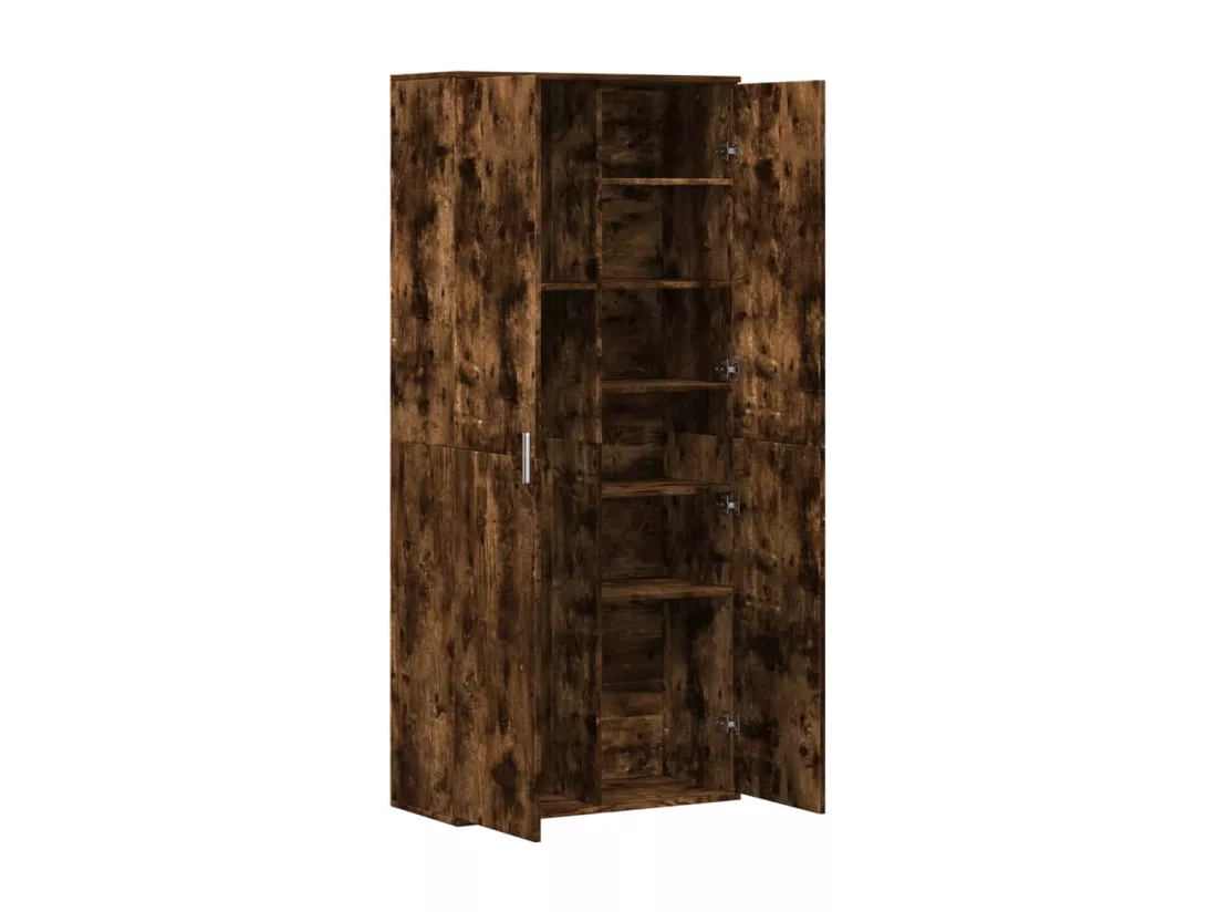 Buffet haut chêne fumé 80x35x180 cm bois d'ingénierie