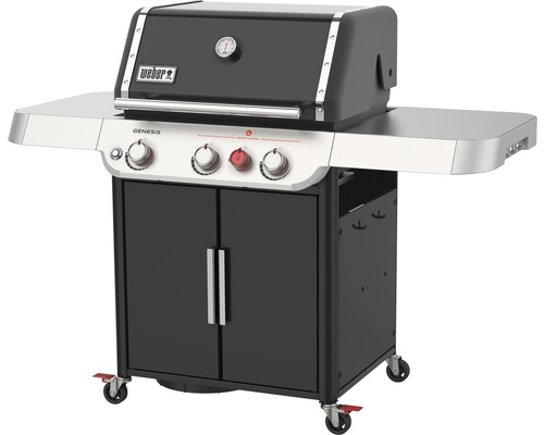 Weber Genesis E-325S 3-pits gasbarbecue, 123 cm hoog, zwart, inclusief vetopvangbak, zijtafel, grillrooster en dekselthermometer