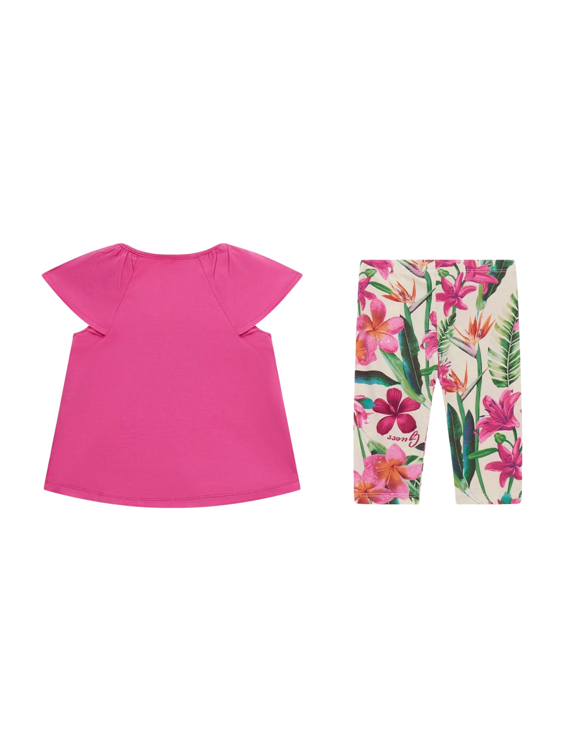 Conjunto de camiseta e leggings com estampa floral tropical (tamanhos 2 a 7)