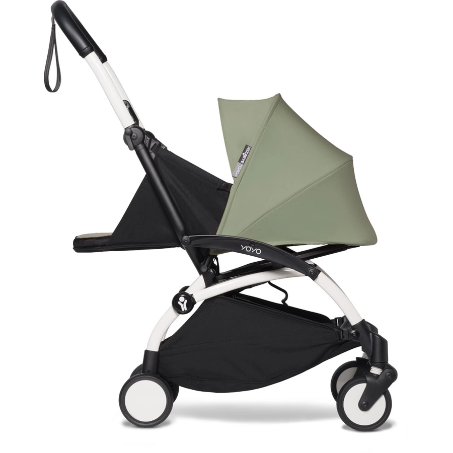 BABYZEN Kinderwagen YOYO2 0+ White mit Neugeborenenaufsatz Olive