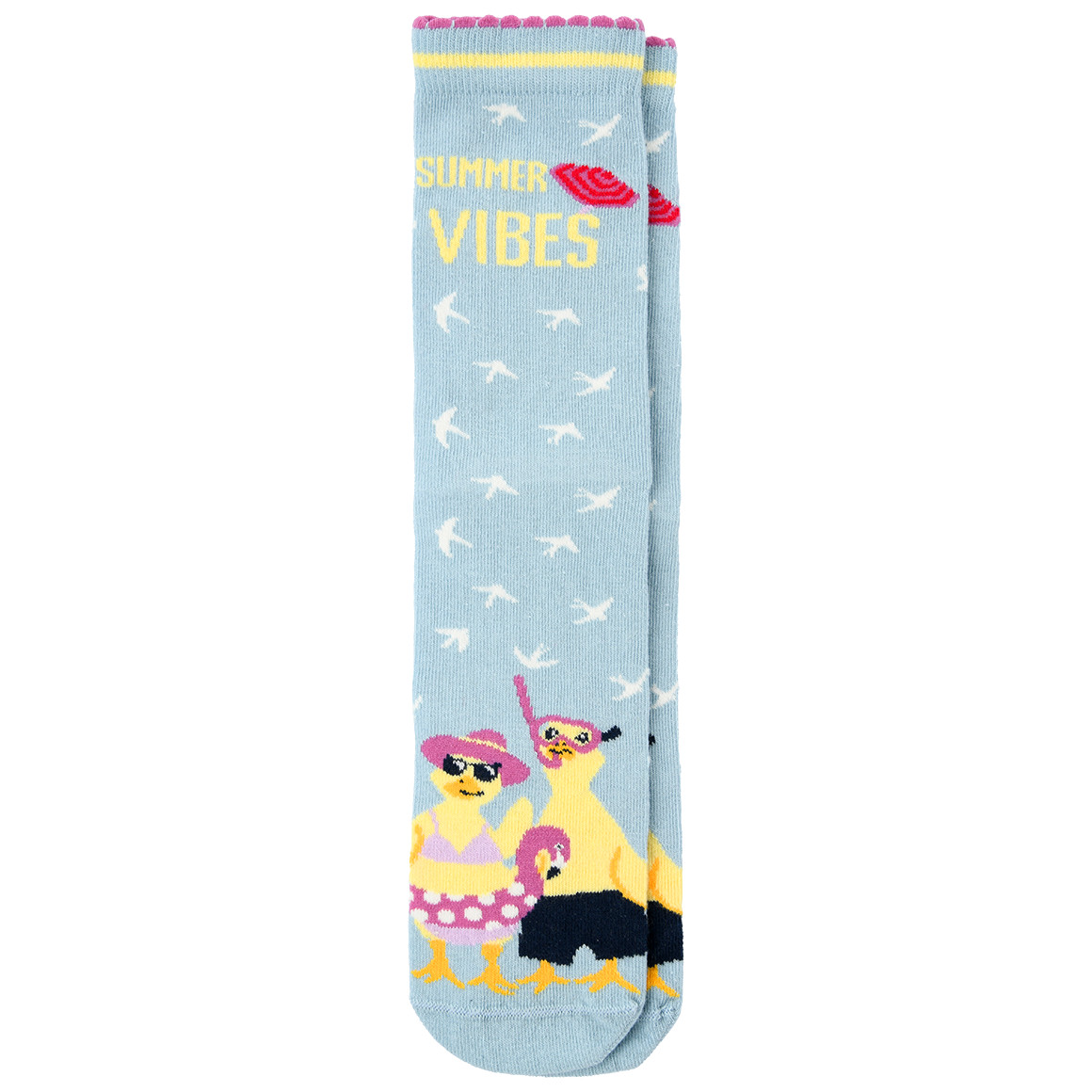 Gina Benotti 1 Paar Damen Socken mit lustigem Motiv hellblau