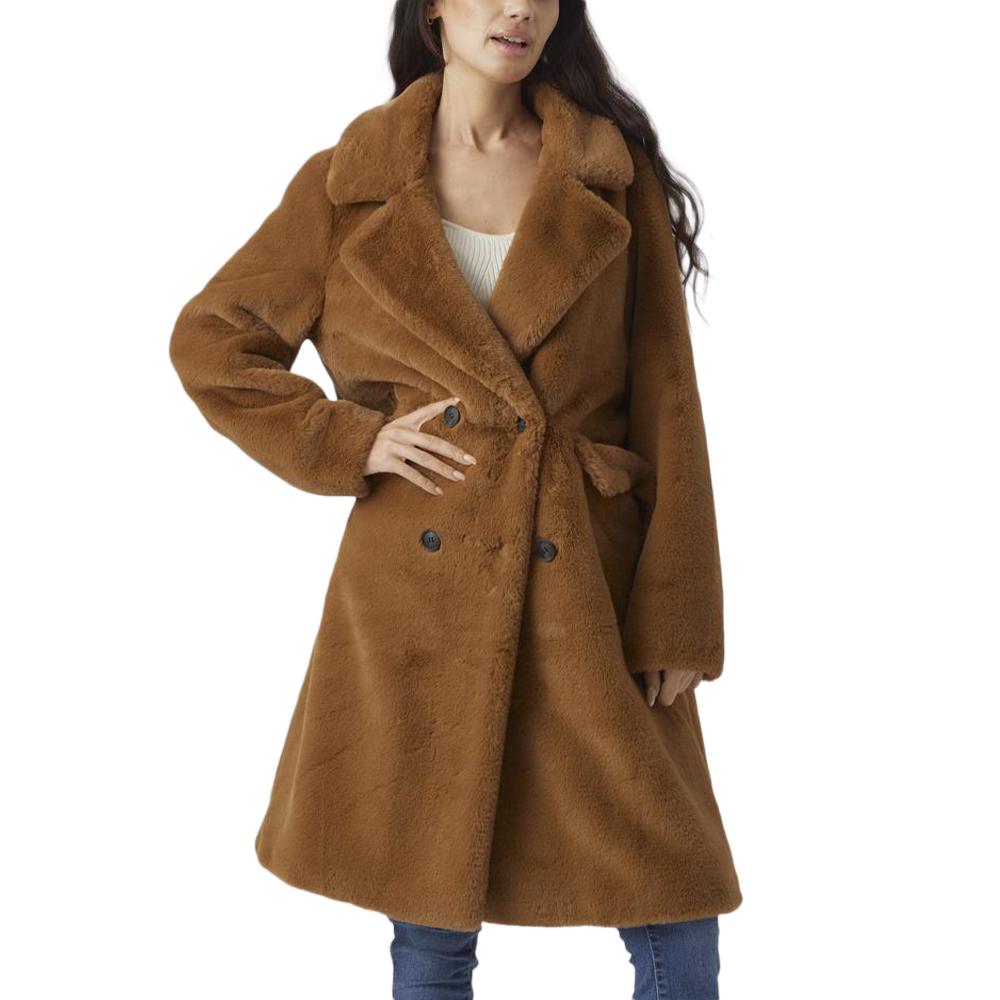Vero Moda Manteau en Fausse Fourrure Marron Femme Vero Moda Fake Fur Coat