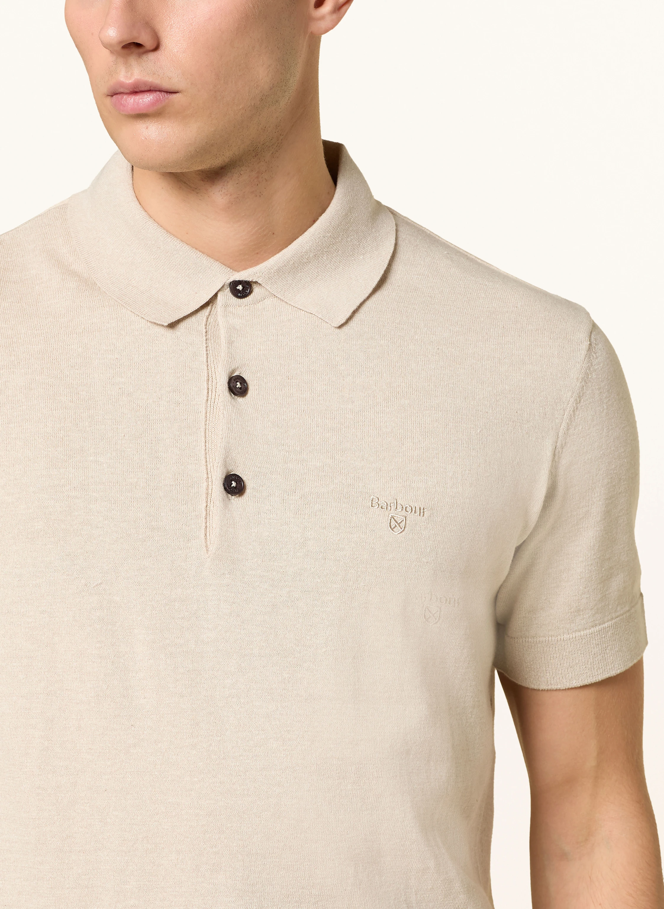 Barbour Strick-Poloshirt mit Leinen