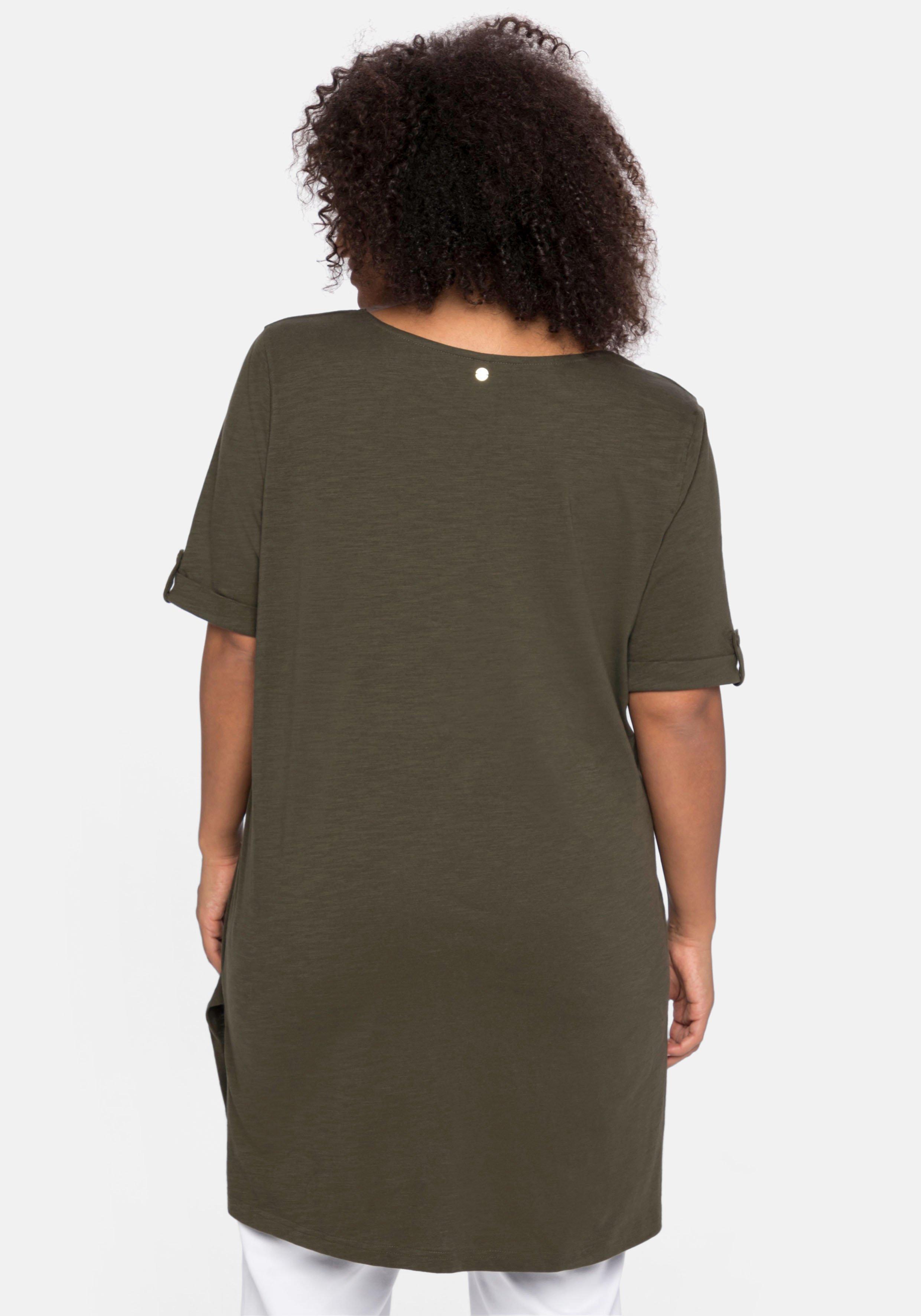 Longshirt mit geschlitztem Ausschnitt