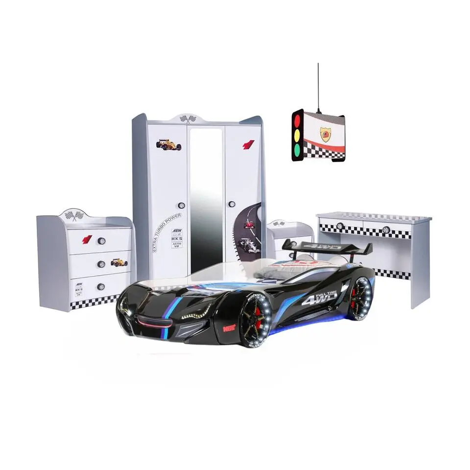 Autobed - Met licht en geluid - Street Racer - 236x119x68 cm - Zwart
