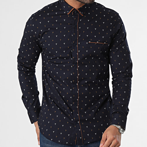 Chemise Manches Longues Bleu Marine