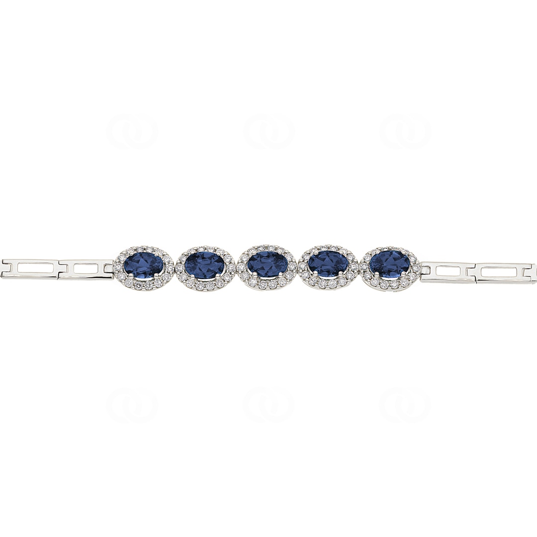 Saphir Armband 750/18 K Weissgold mit Diamanten 0.67 ct H/si